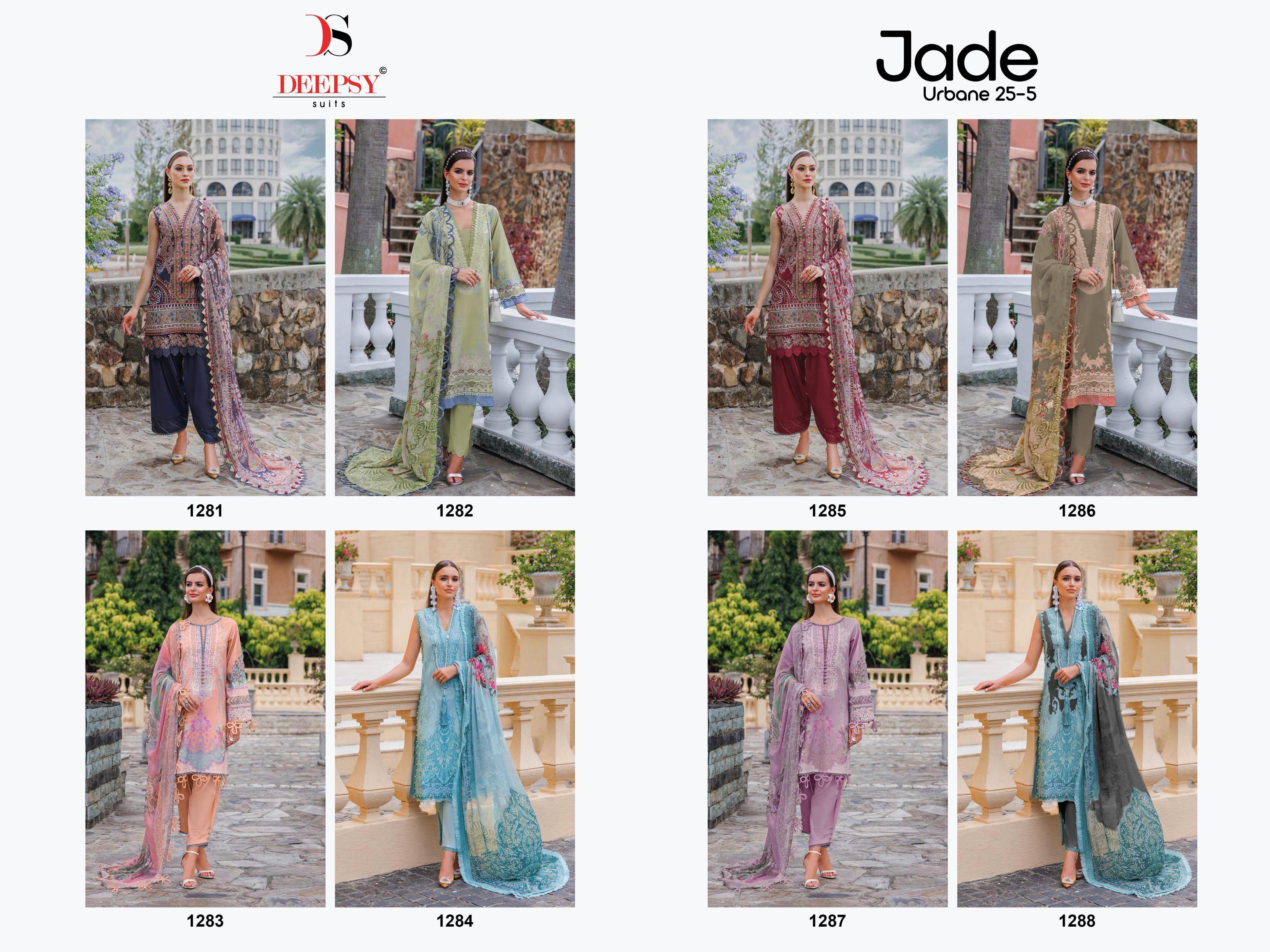  Jade Urban Lawn 25-5 BY DEEPSY SUITS 1281 TO 1288 SERIES Pakistani Stylish Embroidered Cotton Dresses At Wholesale Price